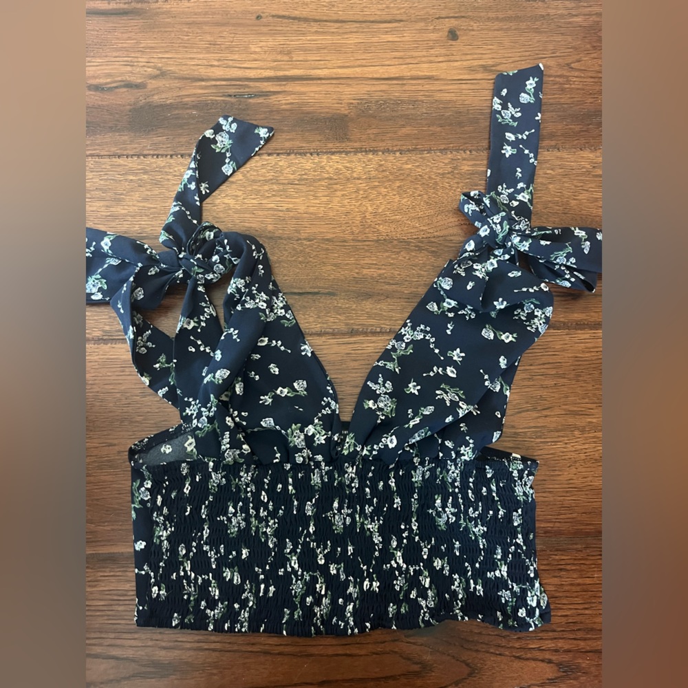 Navy blue floral top
